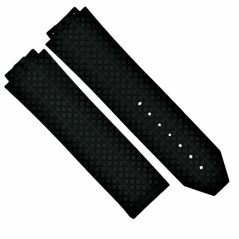 24MM-25MM RUBBER WATCH BAND STRAP WITH 2 BLACK SCREWS AND DRIVER FOR HUBLOT
