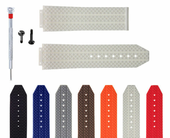 24MM-25MM RUBBER WATCH BAND STRAP WITH 2 BLACK SCREWS AND DRIVER FOR HUBLOT