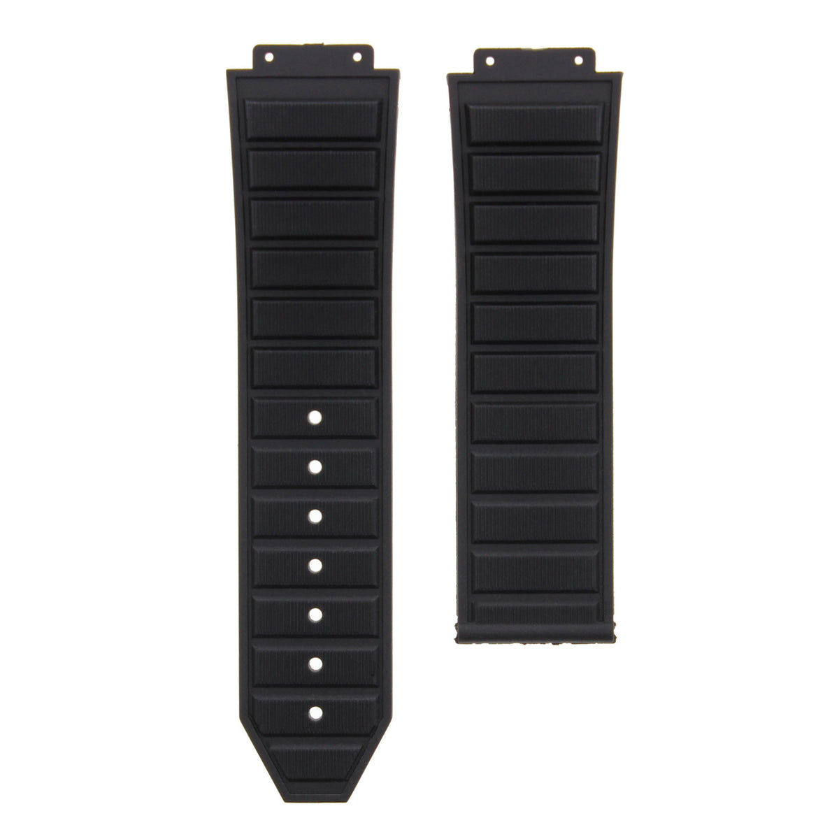 24-28mm Rubber Watch Band Strap For H Hublot 44-45-48mm Big Bang King Power F1, Black, front view