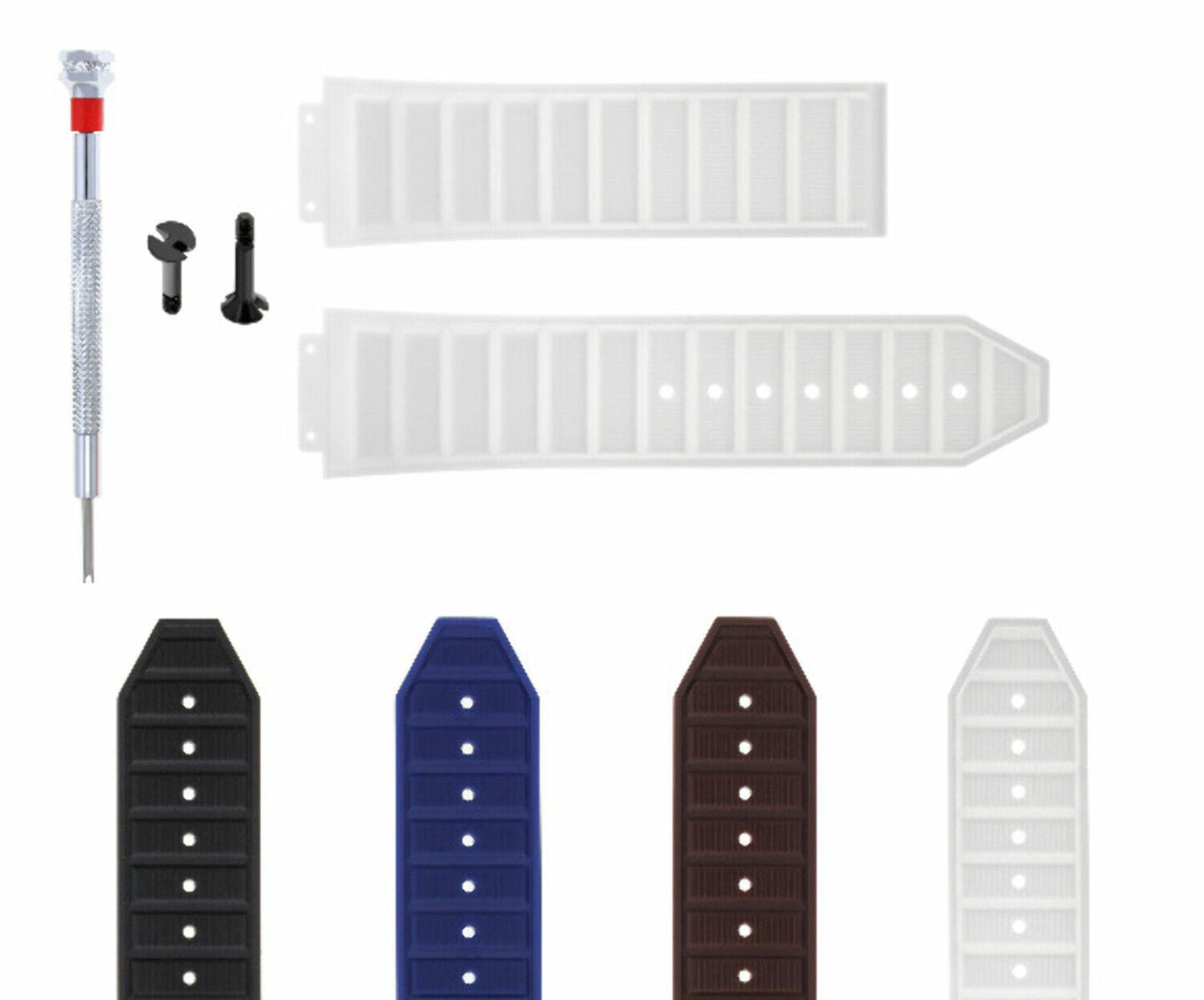 24-28MM RUBBER STRAP BAND FOR HUBLOT 44-45-48MM BIG BANG 2 BK SCREW SCREW DRIVER