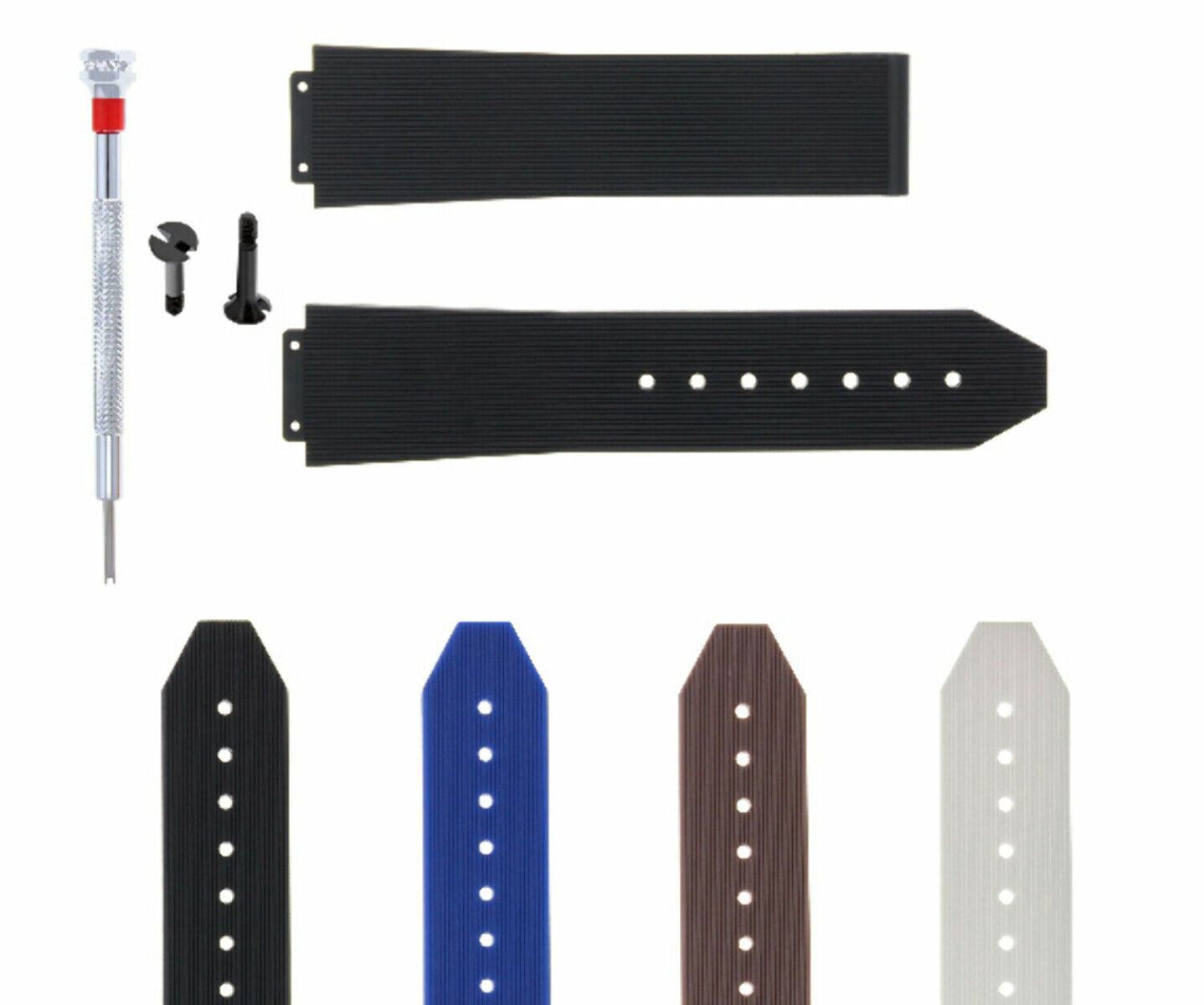 21-24-25MM RUBBER SILICONE WATCH BAND STRAP FOR H HUBLOT +2 BK SCREW SCREWDRIVER