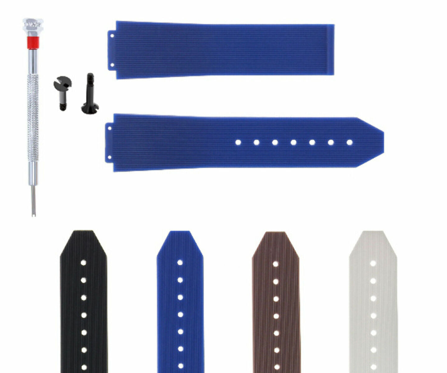 21-24-25MM RUBBER SILICONE WATCH BAND STRAP FOR H HUBLOT +2 BK SCREW SCREWDRIVER