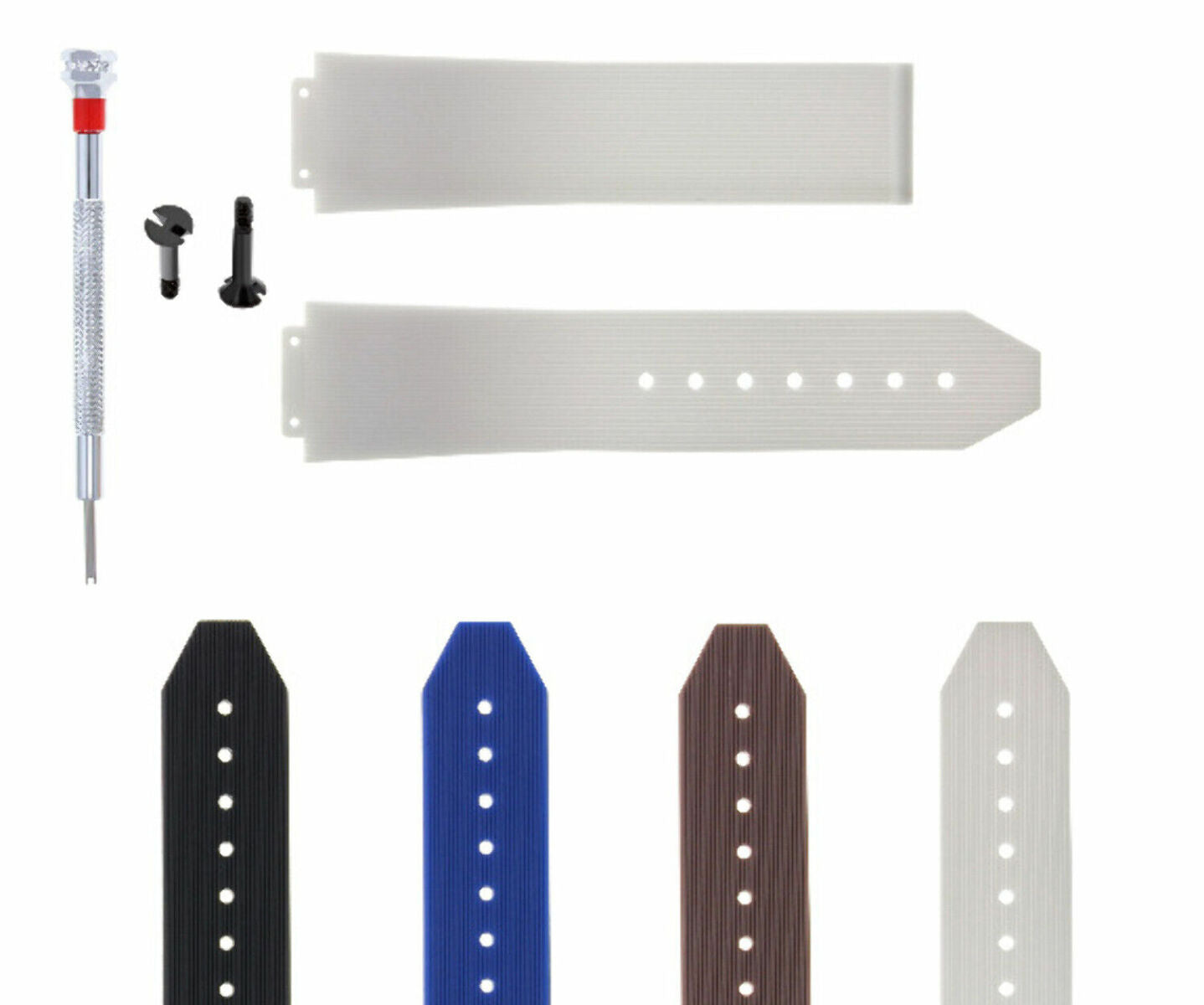 21-24-25MM RUBBER SILICONE WATCH BAND STRAP FOR H HUBLOT +2 BK SCREW SCREWDRIVER