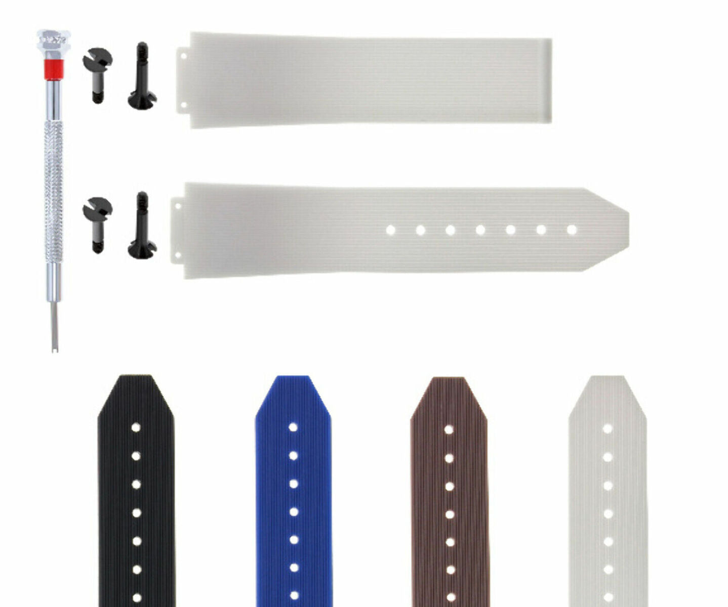 21-24-25MM RUBBER SILICONE WATCH BAND STRAP FOR H HUBLOT +4 BK SCREW SCREWDRIVER