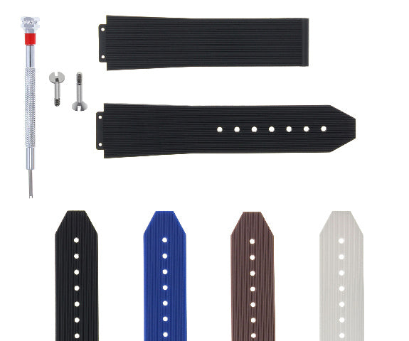 21MM 24MM 25MM Rubber Watch Band Strap with Buckle Screws Screwdriver for Hublot - White