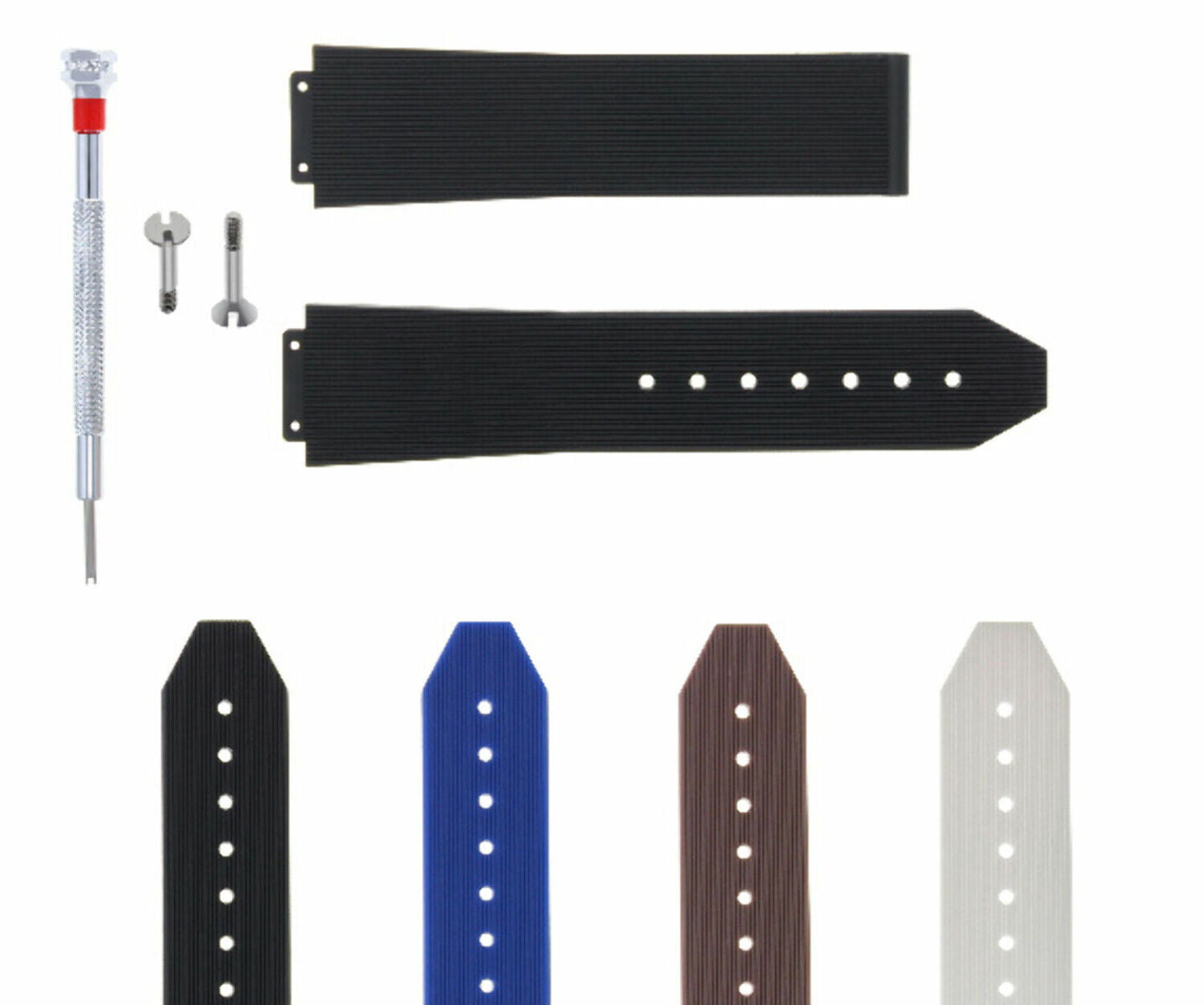21-24-25MM RUBBER SILICONE WATCH BAND STRAP FOR H HUBLOT + 2 SCREW + SCREWDRIVER