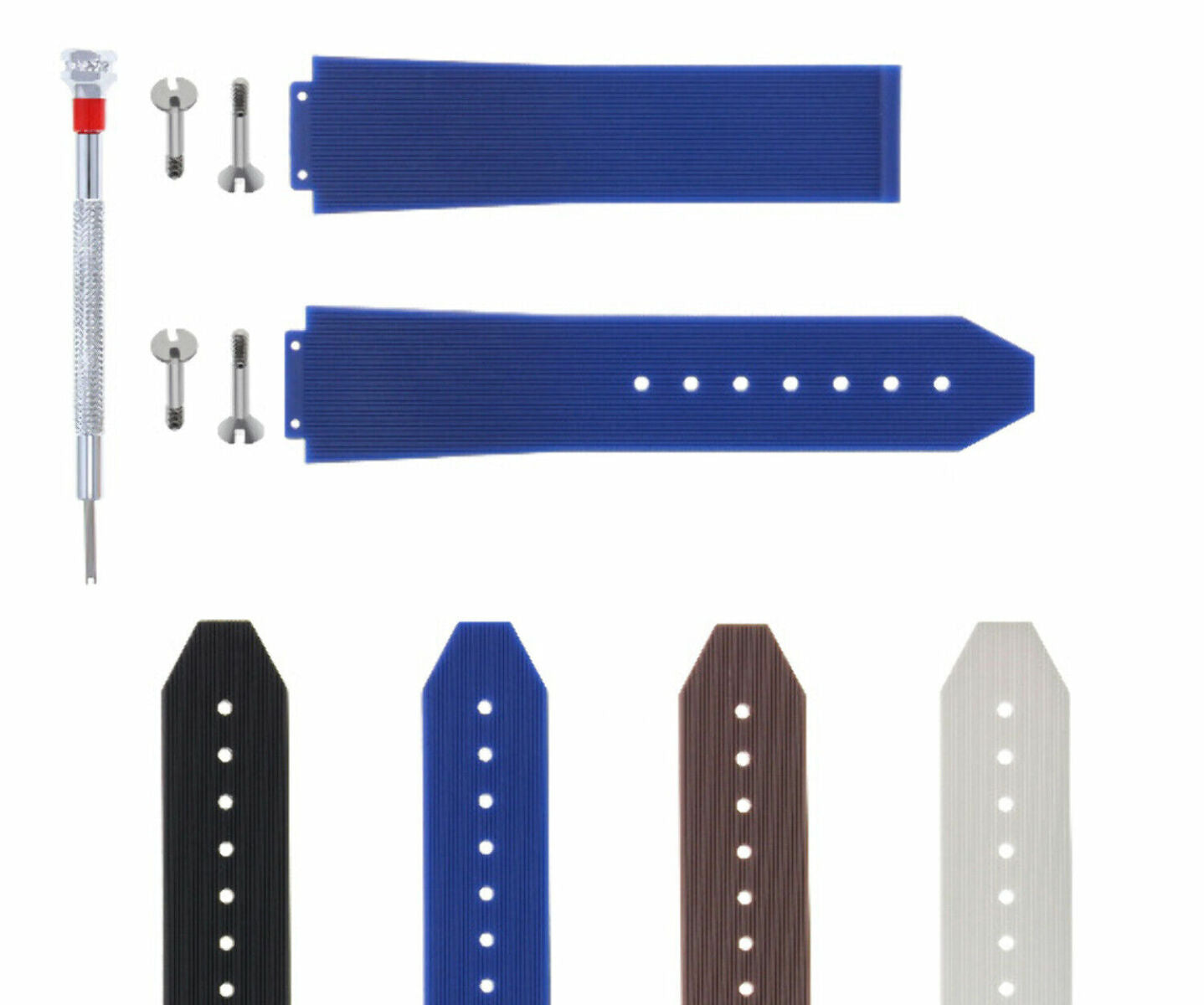 21-24-25MM RUBBER SILICONE WATCH BAND STRAP FOR H HUBLOT W/4 SCREW + SCREWDRIVER
