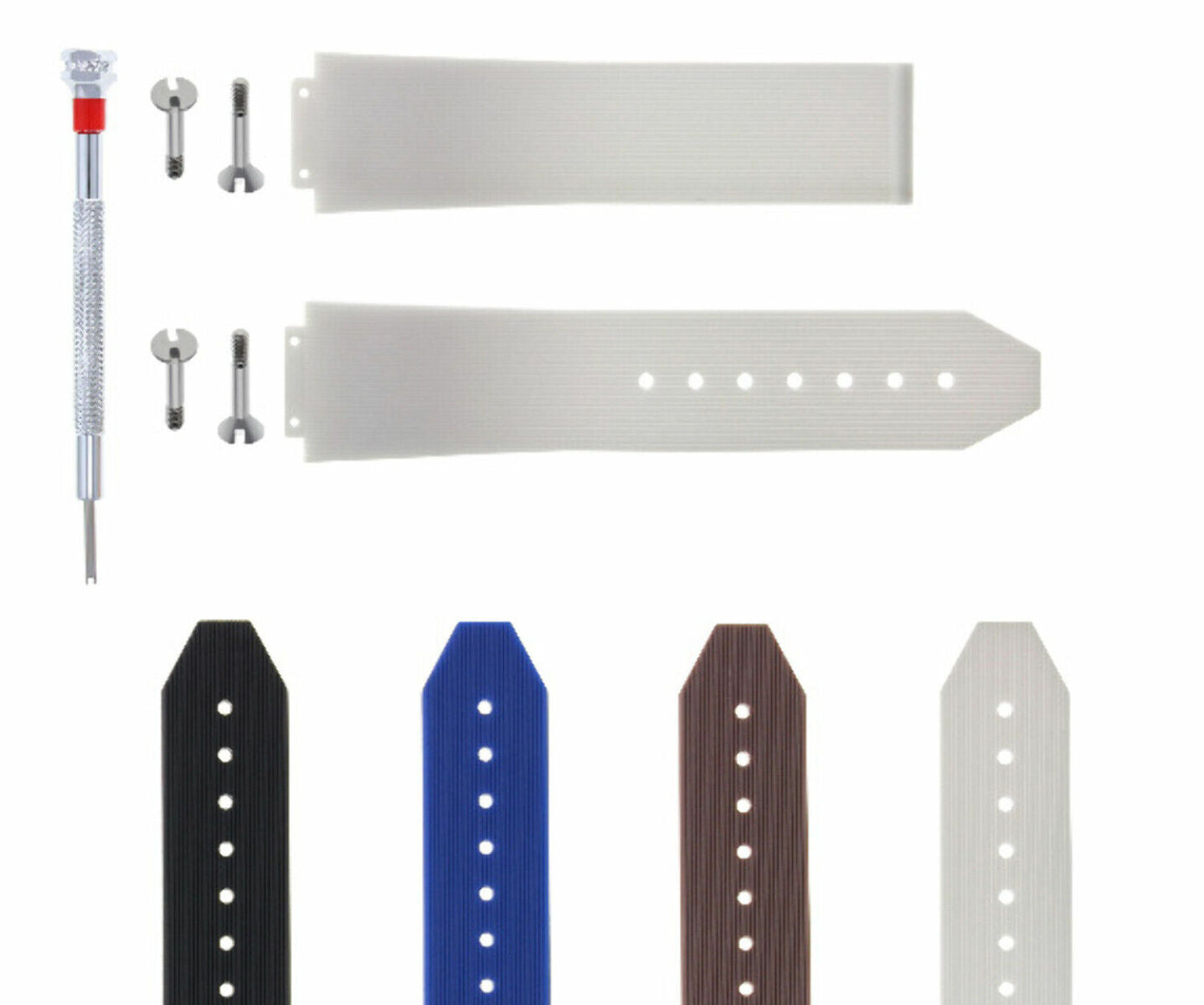 21-24-25MM RUBBER SILICONE WATCH BAND STRAP FOR H HUBLOT W/4 SCREW + SCREWDRIVER