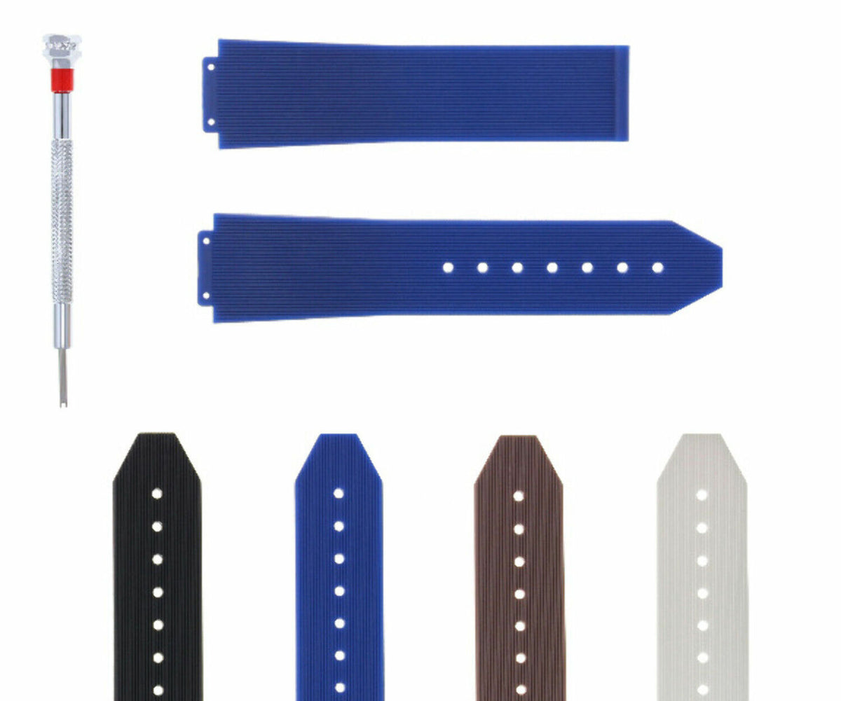 21-24-25MM RUBBER SILICONE WATCH BAND STRAP FOR H HUBLOT WITH SCREWDRIVER, Blue