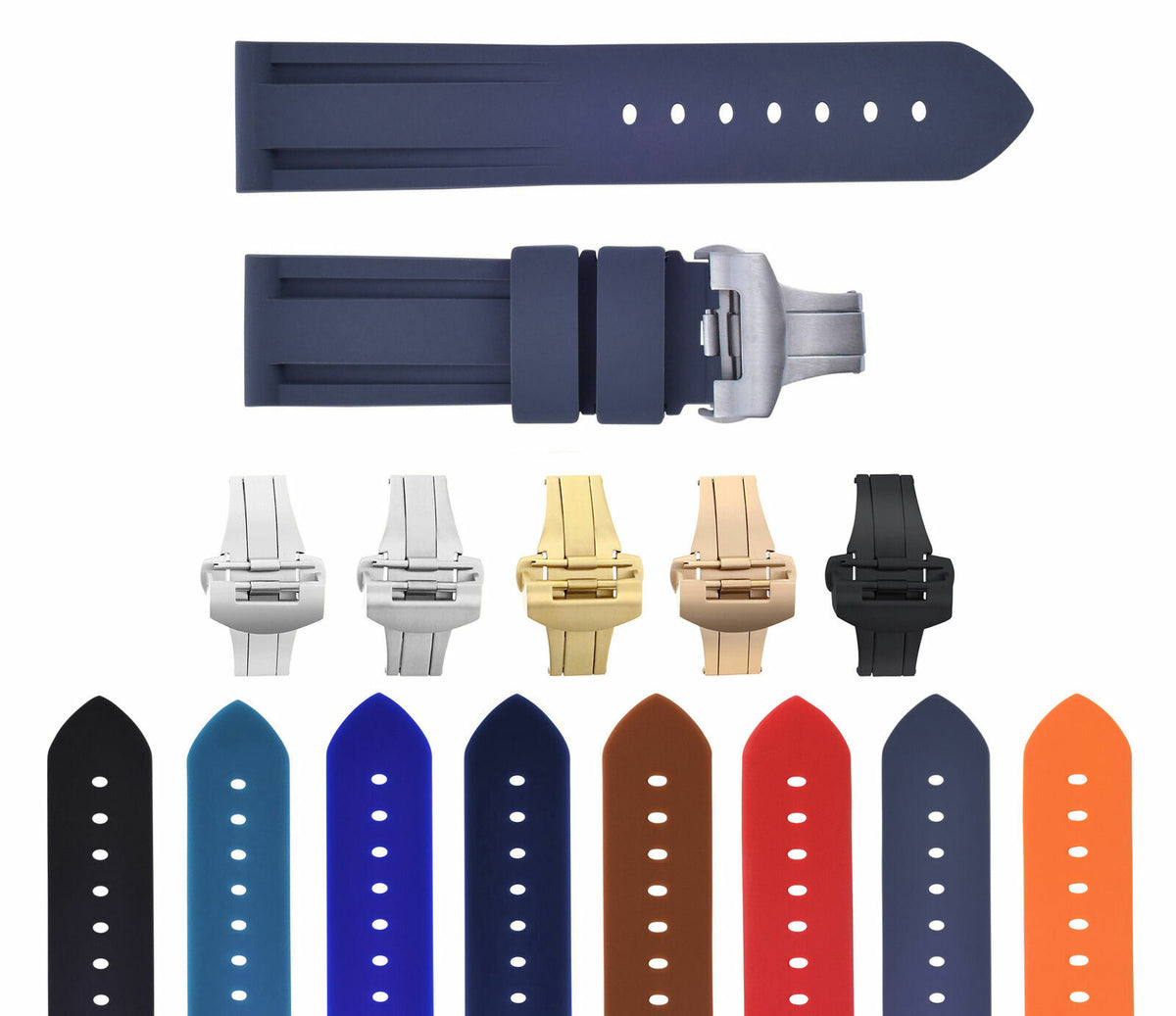 22MM - 24MM RUBBER DIVER STRAP BAND FOR PANERAI GMT MARINA LUMINOR RADIOMIR, Gray