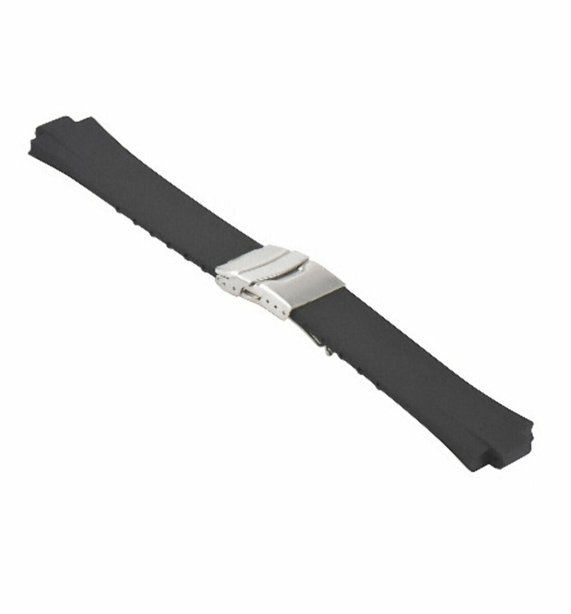 24mm 11mm Soft Pu Rubber Diver Band Strap Smooth For Oris TT2 F1, Black, view 3