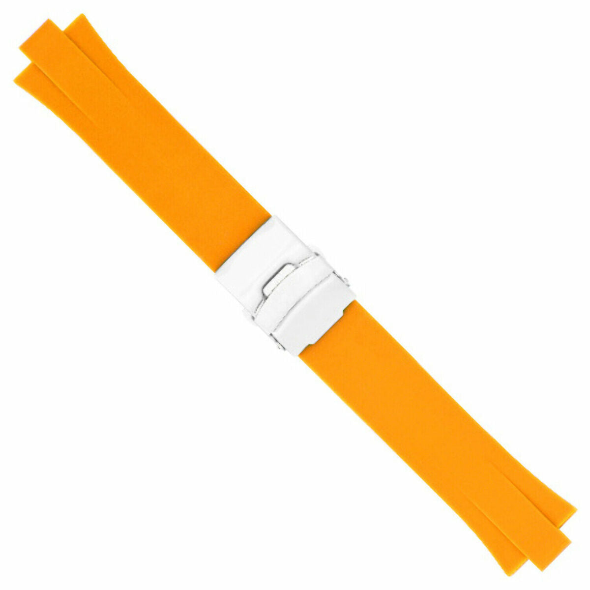 24mm 11mm Soft Pu Rubber Diver Band Strap Smooth For Oris TT2 F1, Orange