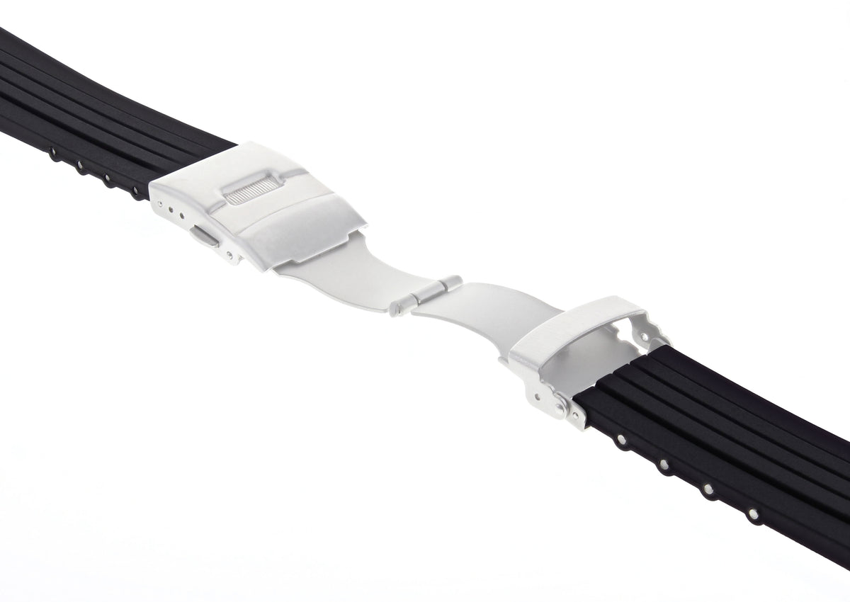 23-24MM SOFT RUBBER DIVER STRAP BAND RIBBED FOR ORIS TT1/TT2 F1 WATCH 10MM-11MM, Black, view 2