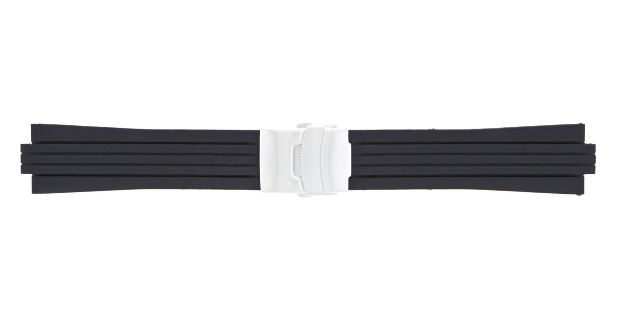 23-24MM SOFT RUBBER DIVER STRAP BAND RIBBED FOR ORIS TT1/TT2 F1 WATCH 10MM-11MM, Black, view 3