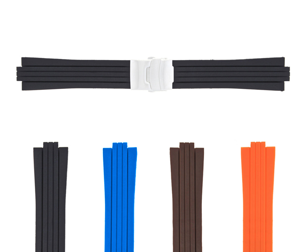 23-24MM SOFT RUBBER DIVER STRAP BAND RIBBED FOR ORIS TT1/TT2 F1 WATCH 10MM-11MM, Black