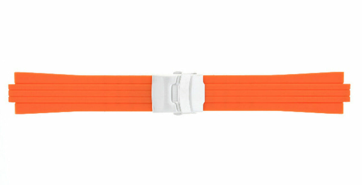 23-24MM SOFT RUBBER DIVER STRAP BAND RIBBED FOR ORIS TT1/TT2 F1 WATCH 10MM-11MM, Orange, view 3