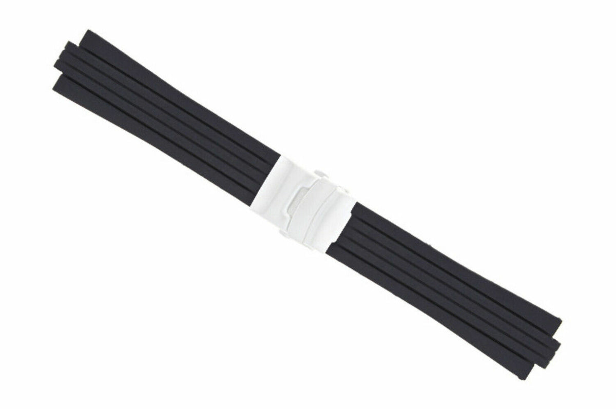 23-24MM SOFT RUBBER DIVER STRAP BAND RIBBED FOR ORIS TT1/TT2 F1 WATCH 10MM-11MM, Black, underside view