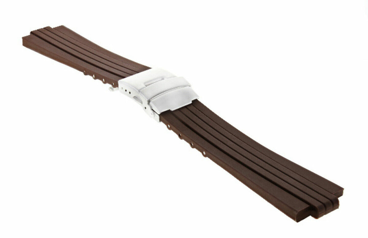 23-24MM SOFT RUBBER DIVER STRAP BAND RIBBED FOR ORIS TT1/TT2 F1 WATCH 10MM-11MM, Brown, view 2
