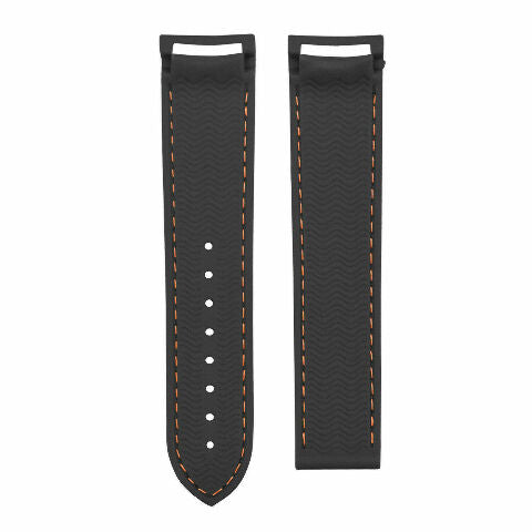 20-22MM CURVED END RUBBER DIVER STRAP BAND FOR OMEGA SEAMASTER PLANET CLASP