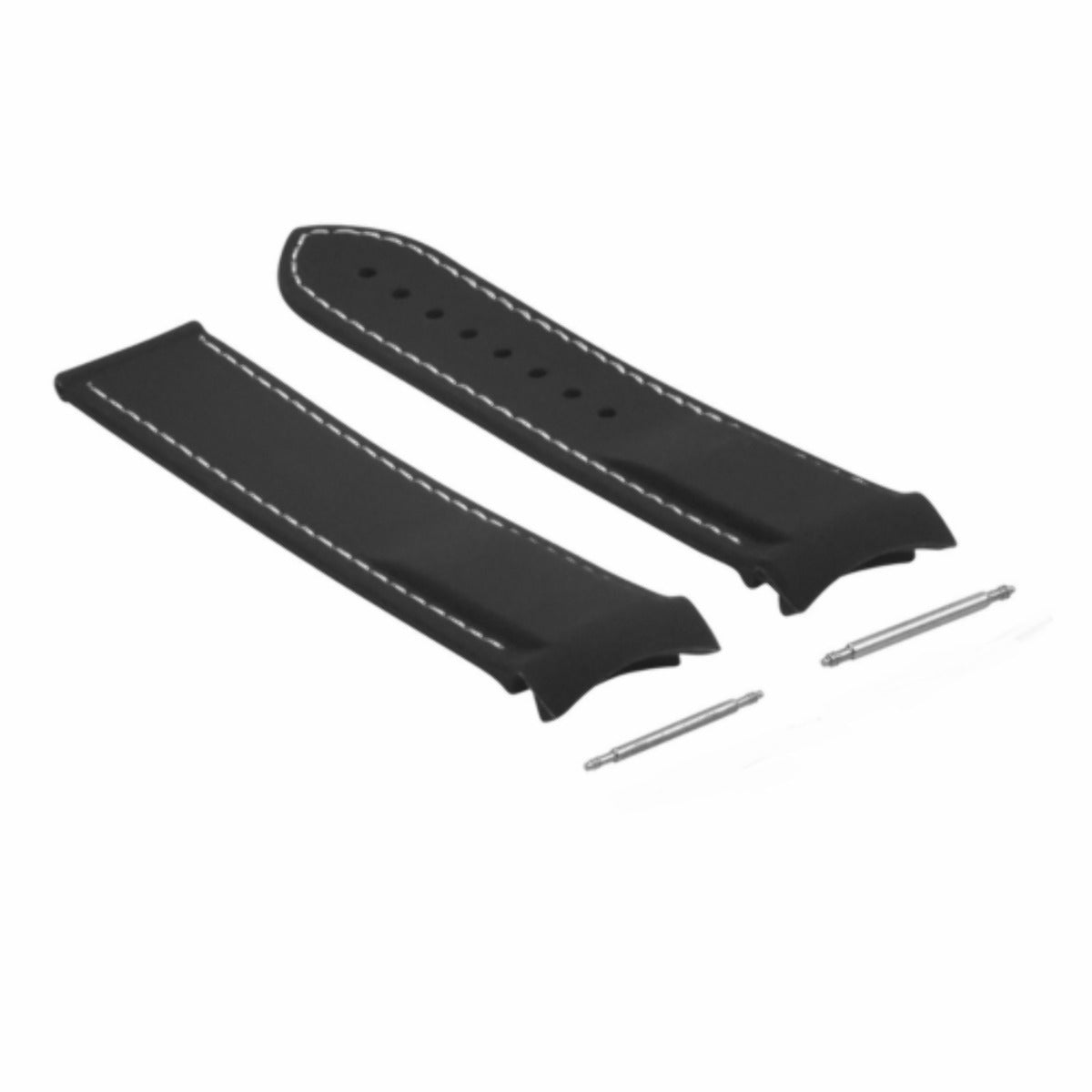 20-22MM RUBBER DIVER STRAP BAND FOR OMEGA SEAMASTER PLANET CURVED END + CLASP, Black with White Stitching, view 4