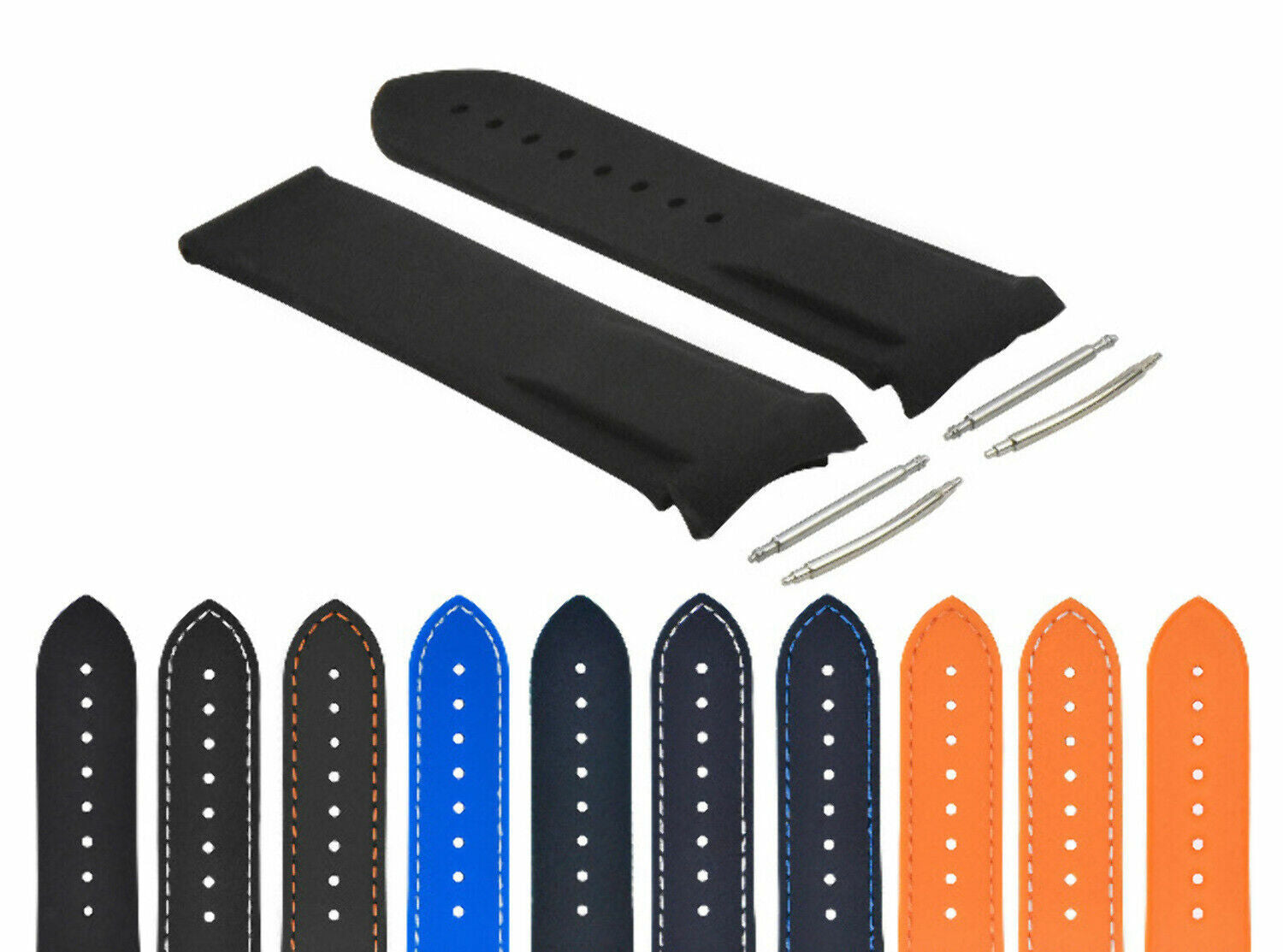 20-22MM CURVED ENDS RUBBER DIVER WATCH STRAP BAND FOR OMEGA SEAMASTER WATCH