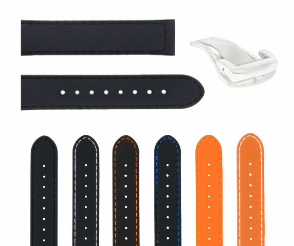 20MM RUBBER WATCH BAND STRAP FOR 41MM OMEGA SEAMASTER PLANET OCEAN SPEEDMASTER - Silver