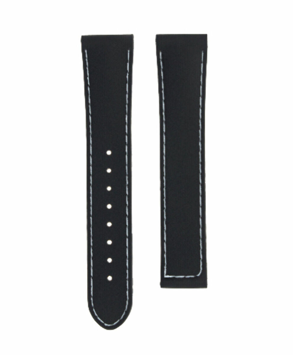 20MM RUBBER WATCH BAND STRAP FOR 41MM OMEGA SEAMASTER PLANET OCEAN SPEEDMASTER - Silver, Black with White Stitching, view 2