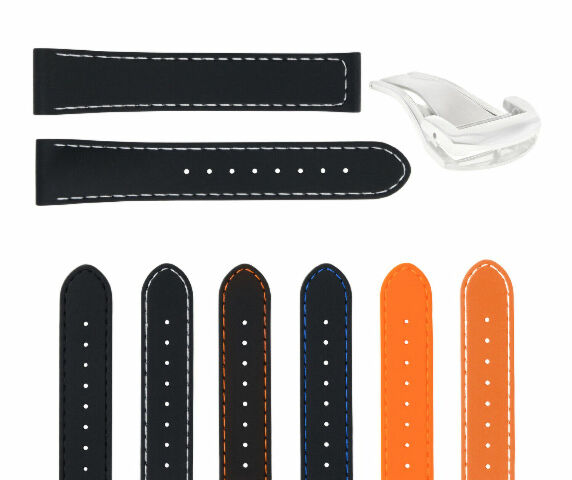 20MM RUBBER WATCH BAND STRAP FOR 41MM OMEGA SEAMASTER PLANET OCEAN SPEEDMASTER - Silver