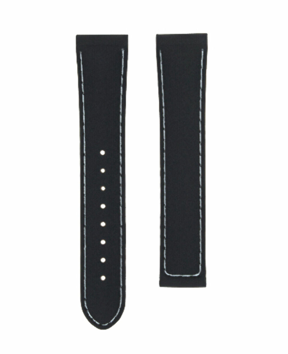 20MM RUBBER WATCH BAND STRAP FOR 41MM OMEGA SEAMASTER PLANET OCEAN SPEEDMASTER - Silver, Black with White Stitching, underside view