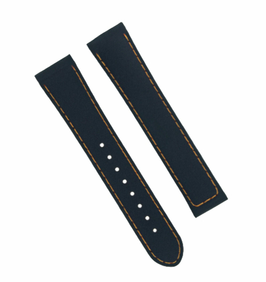 20MM RUBBER WATCH BAND STRAP FOR 41MM OMEGA SEAMASTER PLANET OCEAN SPEEDMASTER - Silver, Black with Orange Stitching, view 3