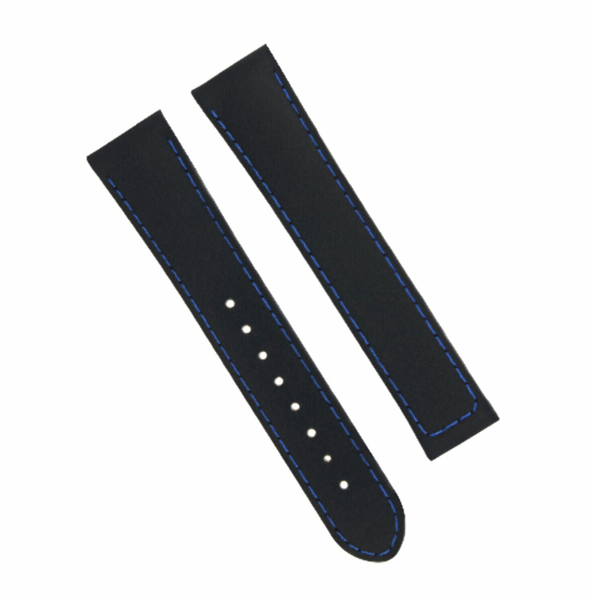 20MM RUBBER WATCH BAND STRAP FOR 41MM OMEGA SEAMASTER PLANET OCEAN SPEEDMASTER - Silver, Black with Blue Stitching, view 3