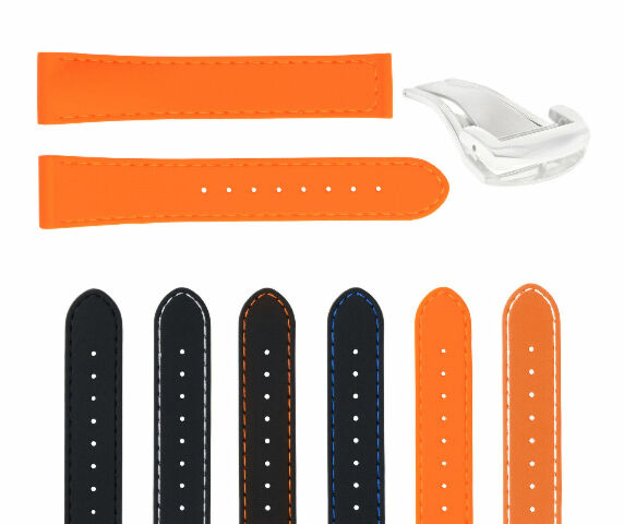 20MM RUBBER WATCH BAND STRAP FOR 41MM OMEGA SEAMASTER PLANET OCEAN SPEEDMASTER - Silver