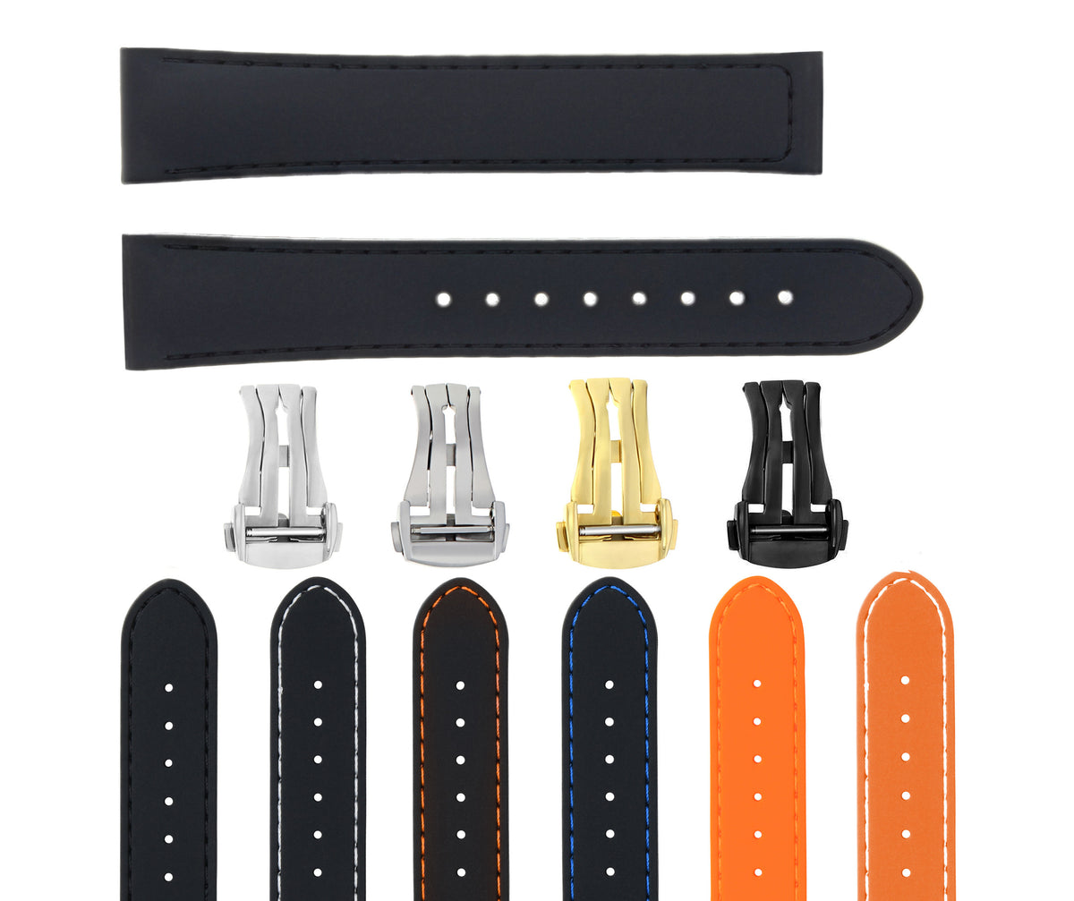 20MM Rubber Watch Band Strap for 41MM Omega Seamaster Planet Ocean Speedmaster - No Buckle