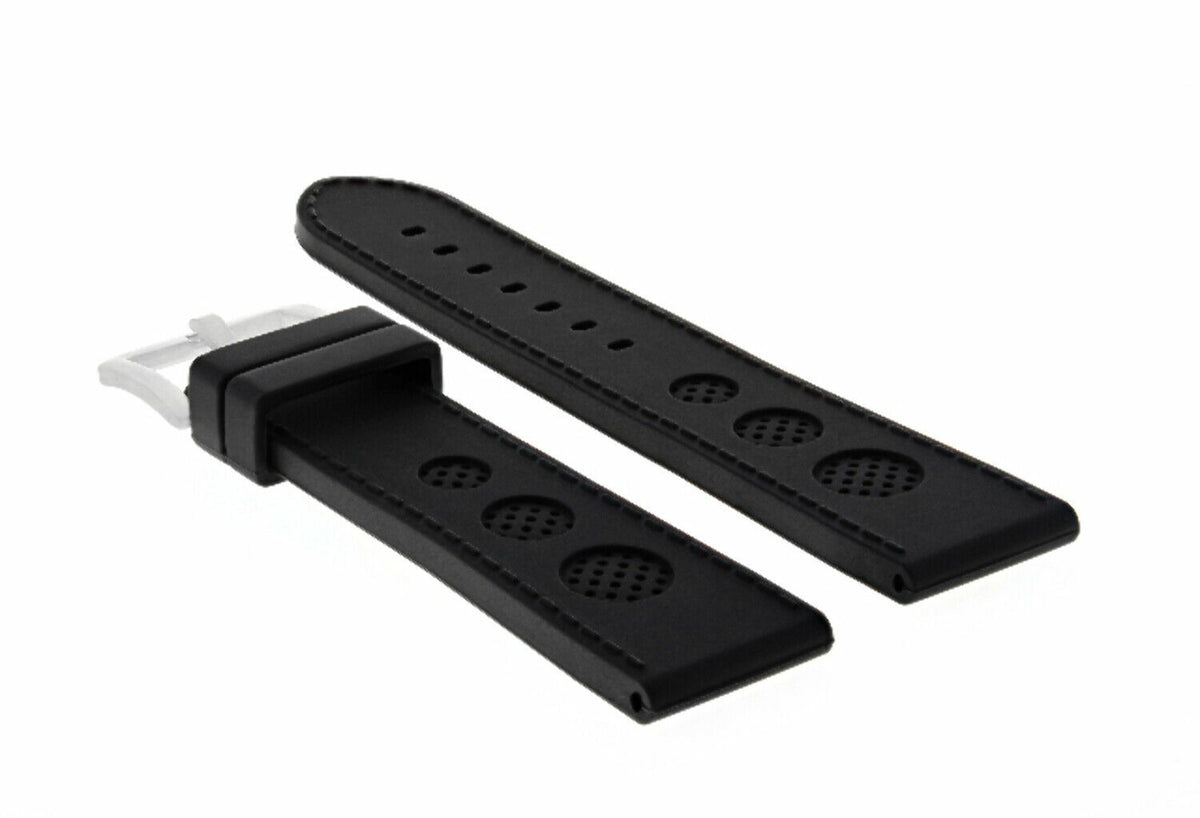 22MM 23MM 24MM GENUINE RUBBER SILICONE WATCH BAND STRAP FOR U-BOAT 48MM LUMINOX, Black, view 4