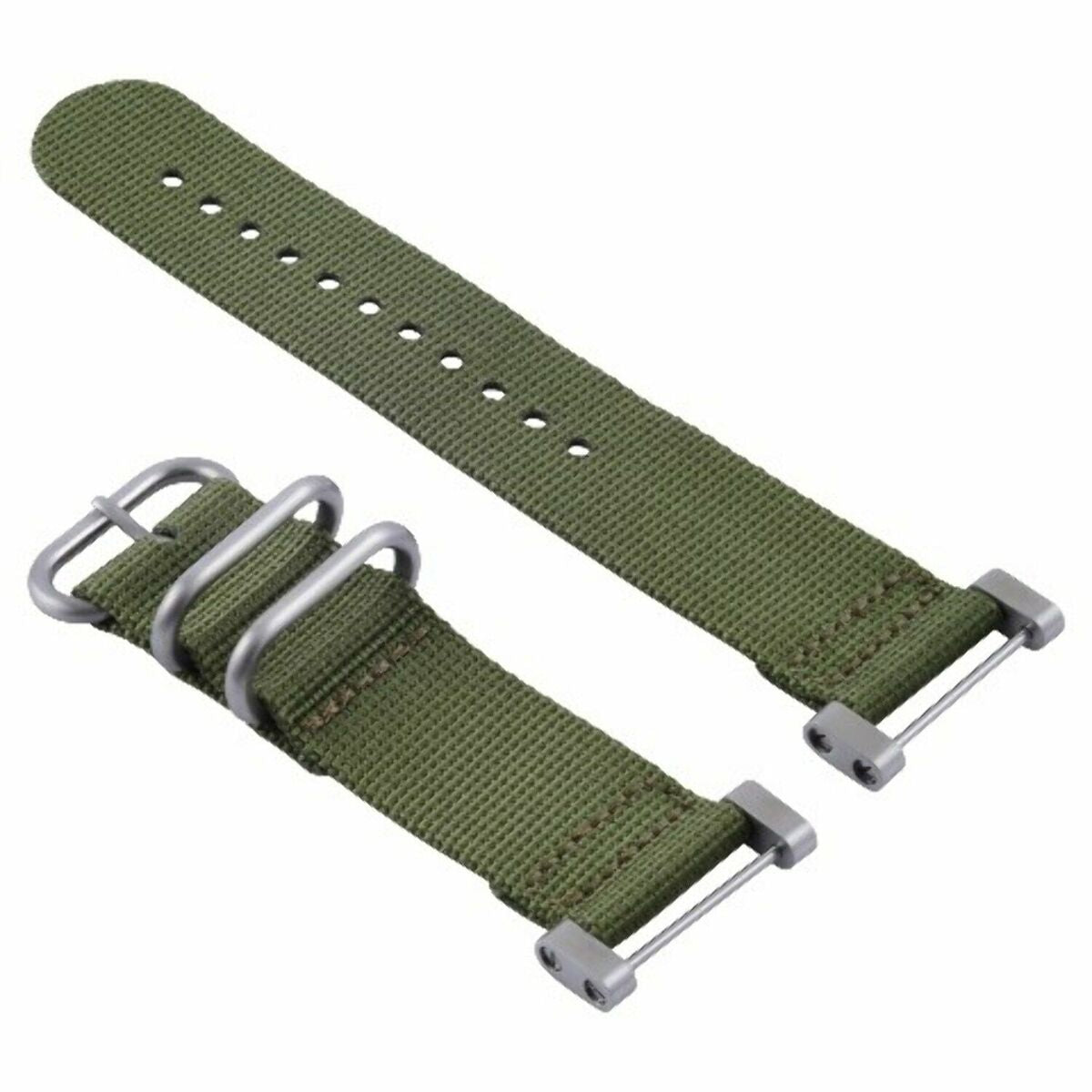 NYLON DIVER WATCH BAND STRAP WITH LUGS ADAPTER SET 3 STEEL RING FOR SUUNTO CORE, Military Green, view 3
