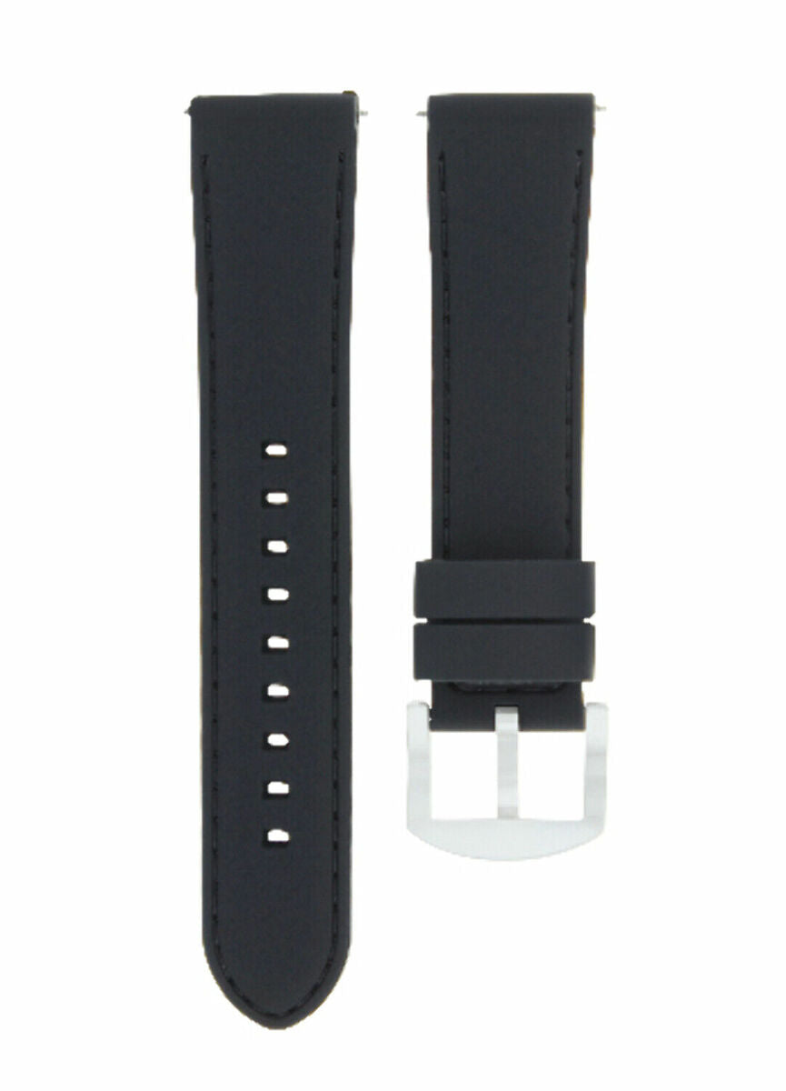 20-22MM SILICONE RUBBER BAND DIVER WATCH STRAP FOR TAG HEUER F1 CHRONO CAC1111-1, Black, front view
