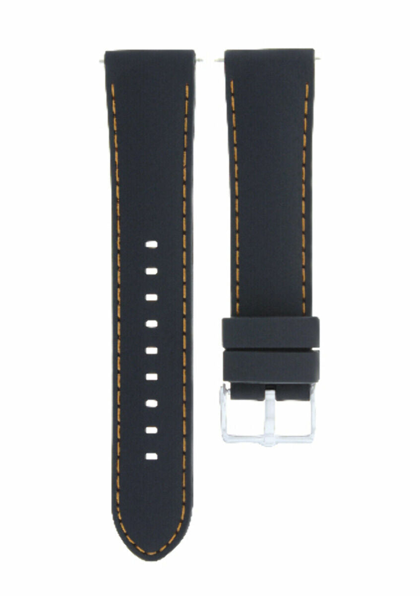 20-22MM SILICONE RUBBER BAND DIVER WATCH STRAP FOR TAG HEUER F1 CHRONO CAC1111-1, Black with Orange Stitching