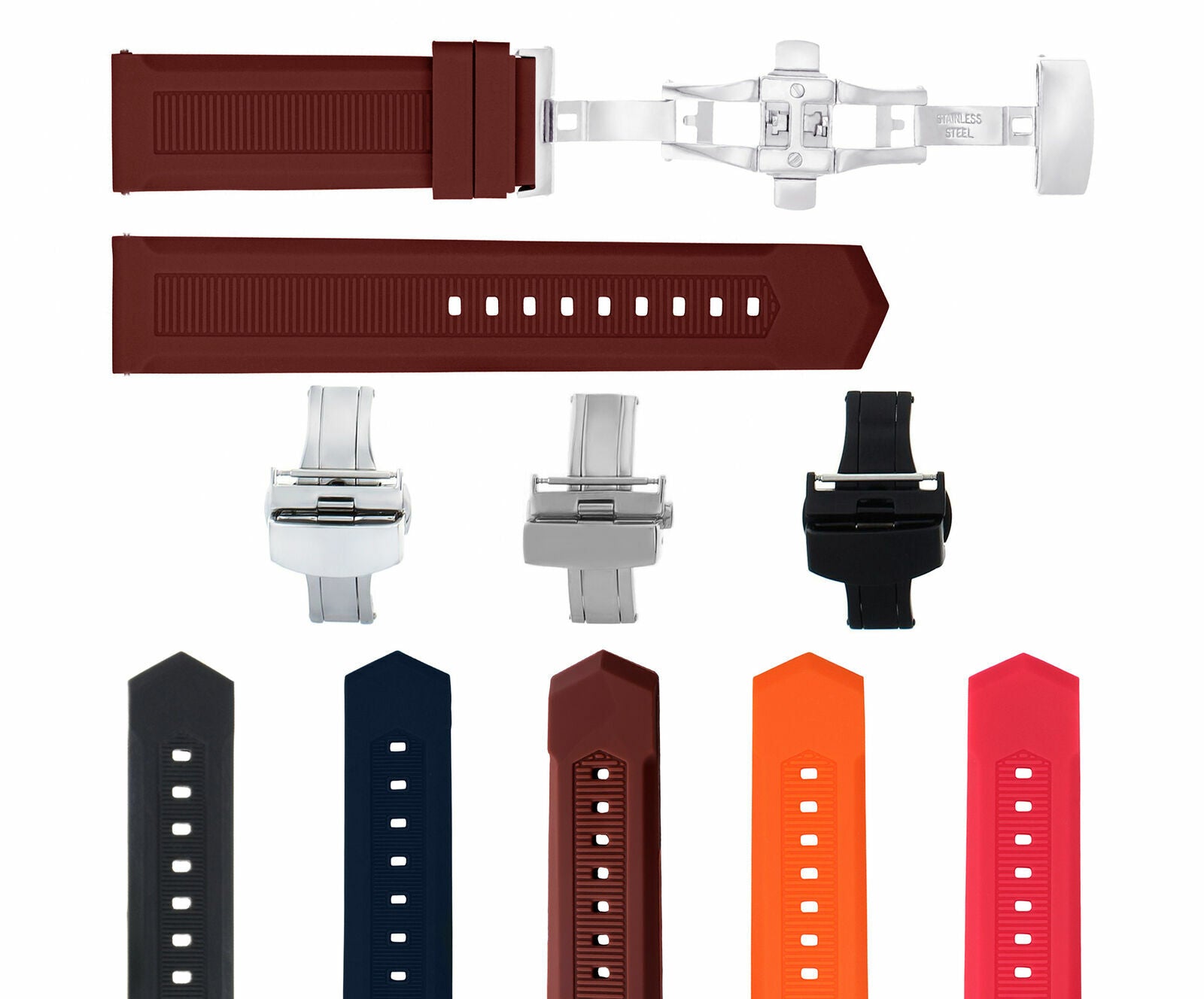 18-20-21-22-24MM RUBBER WATCH BAND STRAP BUTTERFLY CLASP FOR TAG HEUER AQUARACER
