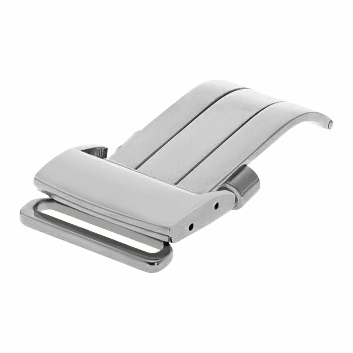18-20MM DEPLOYMENT BUCKLE WATCH BAND CLASP FOR BREITLING LEATHER WATCH STRAP, Silver - Brushed