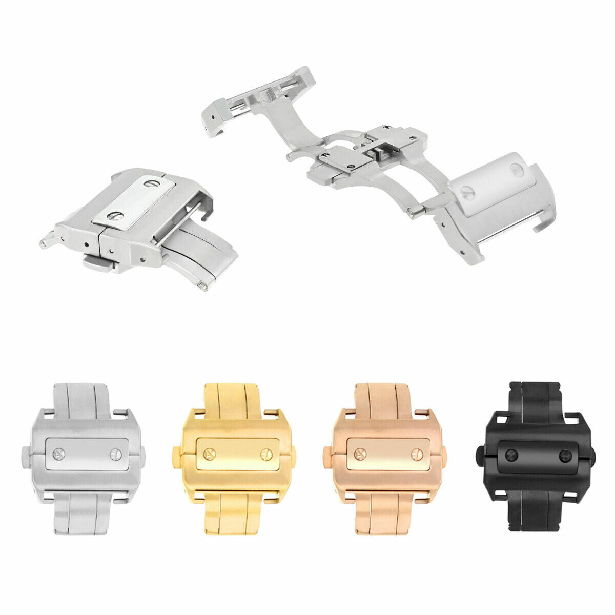 18-21MM DEPLOYMENT BUCKLE CLASP BAND LEATHER FOR CARTIER SANTOS 100 XL CHRONO