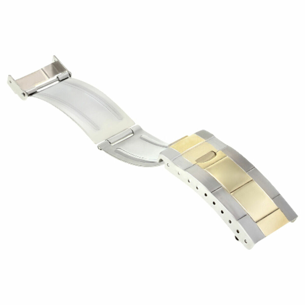 FLIP LOCK DIVER EXTENSION BUCKLE CLASP FOR ROLEX OYSTER WATCHBAND BRACELET S/ST, Two Tone, view 3