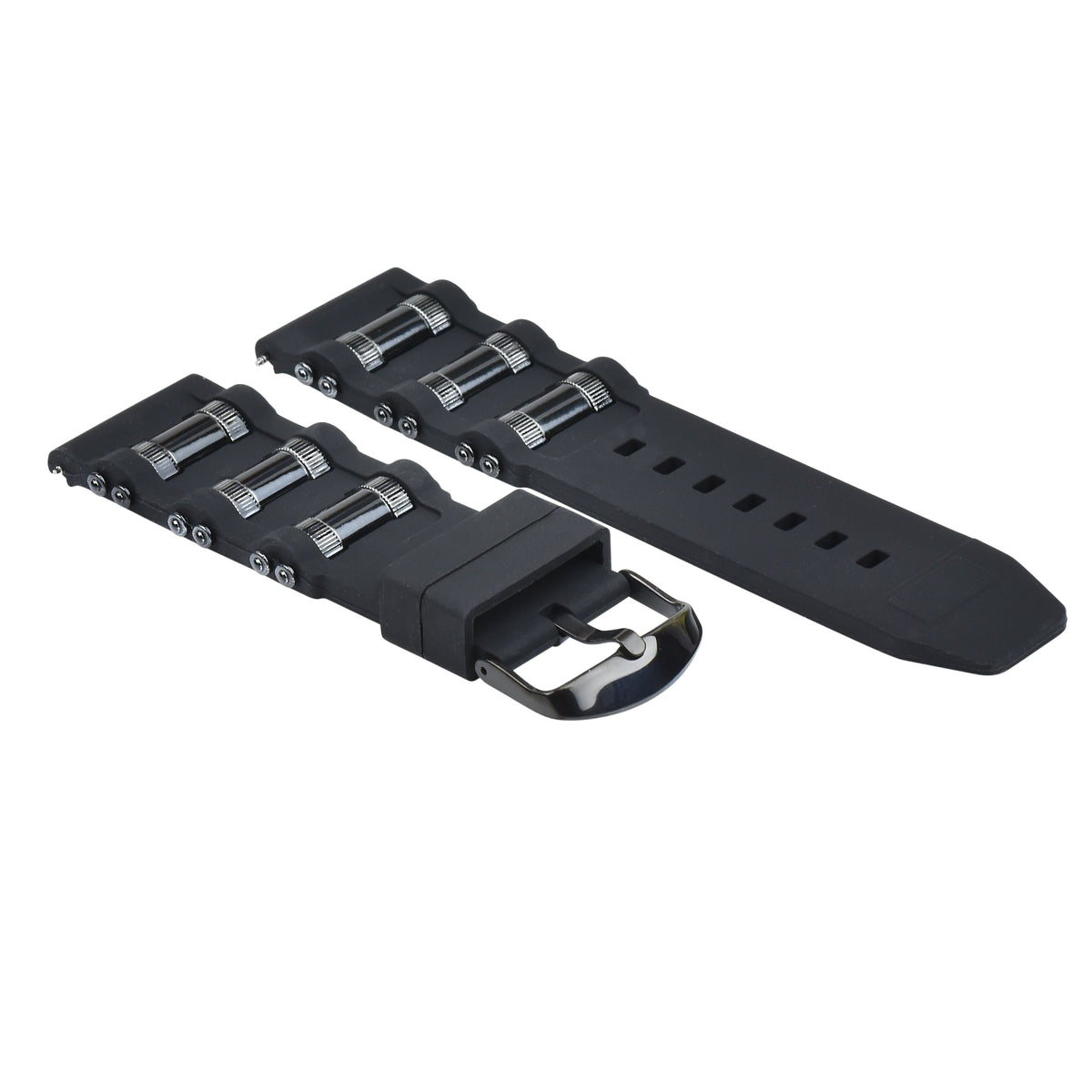 26MM GENUINE SILICONE RUBBER DIVER WATCH BAND STRAP FOR INVICTA EXCURSION 18202, Black/Black