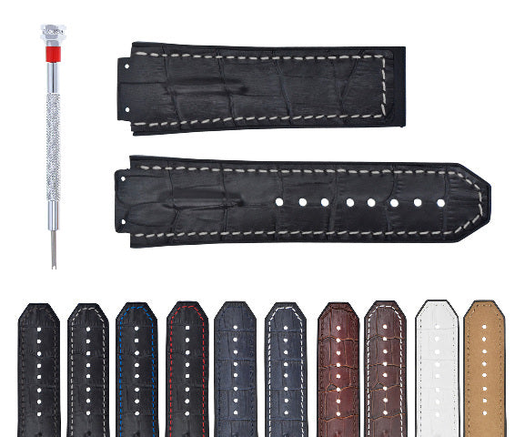 25-28MM LEATHER RUBBER STRAP FOR 44-45-48MM HUBLOT BIG BANG F1 CERAMIC FUSION
