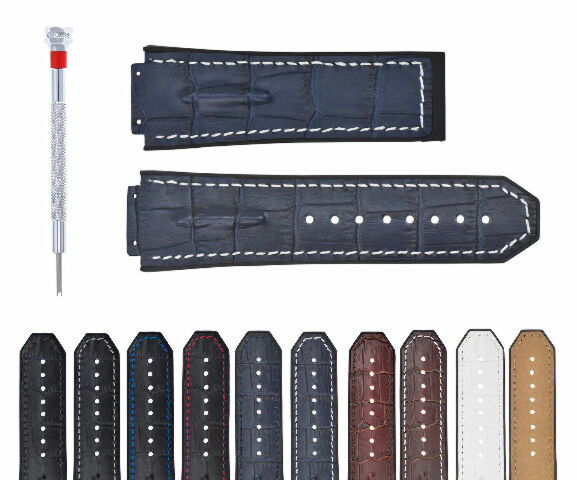 25-28MM LEATHER RUBBER STRAP FOR 44-45-48MM HUBLOT BIG BANG F1 CERAMIC FUSION