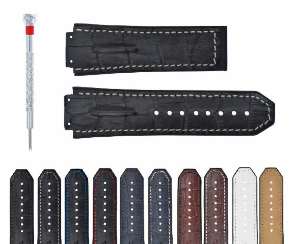 25-28MM LEATHER RUBBER STRAP FOR 44-45-48MM HUBLOT BIG BANG F1 CERAMIC FUSION