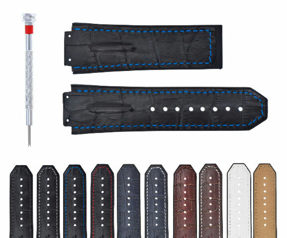 25-28MM LEATHER RUBBER STRAP FOR 44-45-48MM HUBLOT BIG BANG F1 CERAMIC FUSION