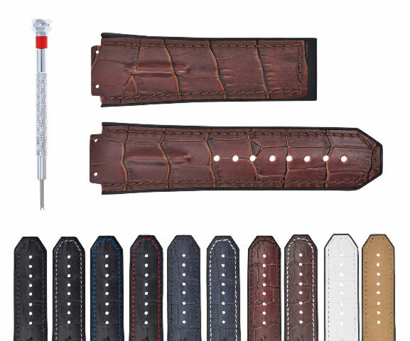 25-28MM LEATHER RUBBER STRAP FOR 44-45-48MM HUBLOT BIG BANG F1 CERAMIC FUSION