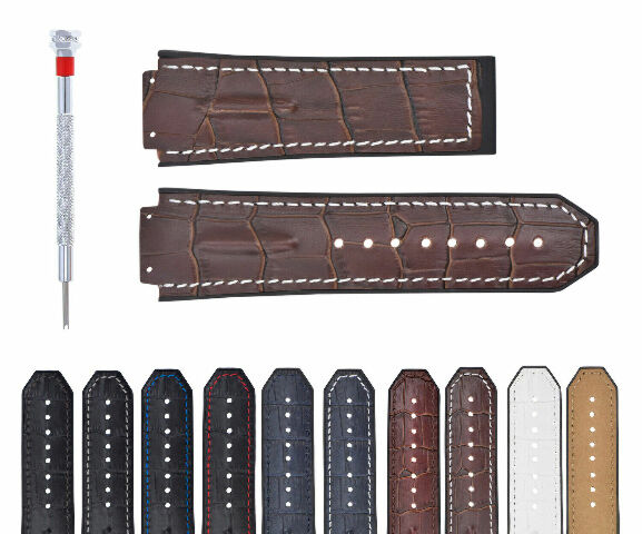 25-28MM LEATHER RUBBER STRAP FOR 44-45-48MM HUBLOT BIG BANG F1 CERAMIC FUSION