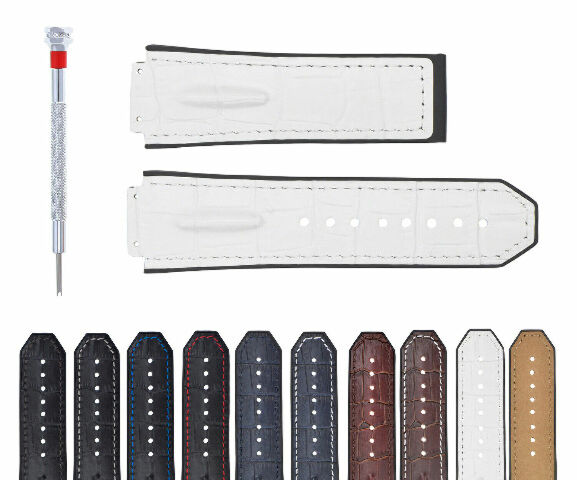 25-28MM LEATHER RUBBER STRAP FOR 44-45-48MM HUBLOT BIG BANG F1 CERAMIC FUSION