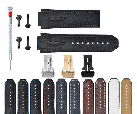 25MM 28MM LEATHER RUBBER STRAP FOR 44-45-48MM HUBLOT BIG BANG KING SCREW COMPLET